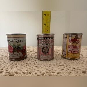 Set of 3 Vintage J.R. Watkins mini Magnetic Tins
